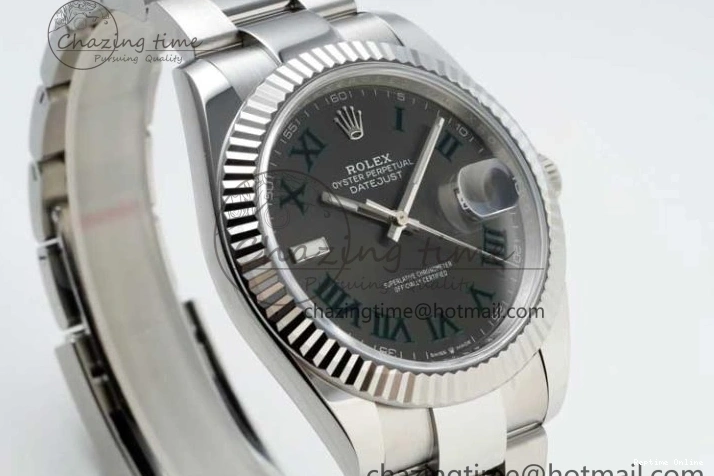 0212 DateJust 41 126334 NTF 1:1 Best Edition 904L Steel Gray Dial Green Roman on Oyster Bracelet VR ZeroBulk 2285
